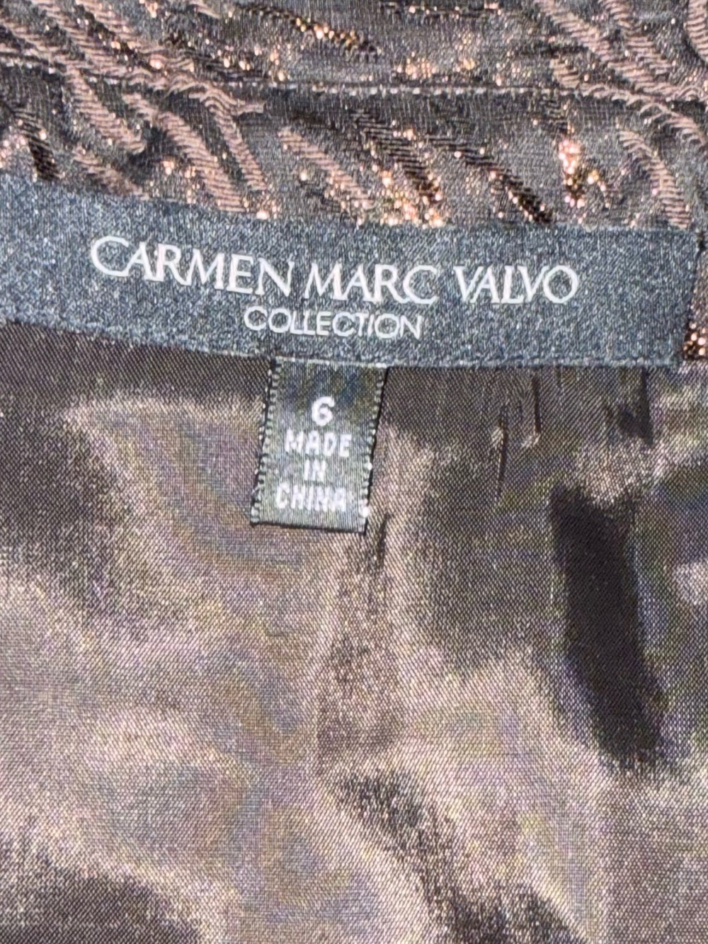 Vintage 90s Carmen Marc Valvo Metallic Brocade Bolero Jacket Size 6 - Picture 6 of 8